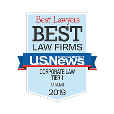 BEST LAWYERS
BEST LAW FIRMS
CORPORATE LAW TIER 1 MIAMI 2019